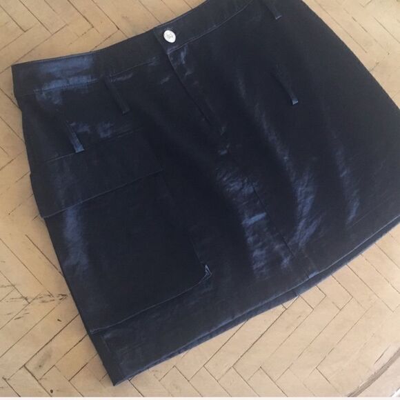 Vintage Y2K ABS Black Mini Skirt Size 6 EUC Goth - Picture 1 of 6